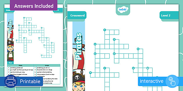 Pirates Crossword Level 2 Twinkl Kids Puzzles Twinkl