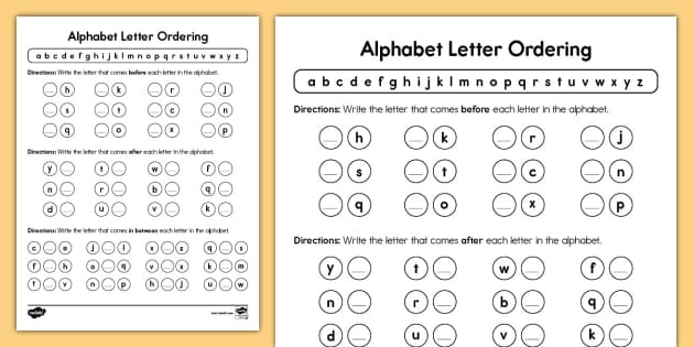 Second Grade Alphabet Letter Ordering - Twinkl