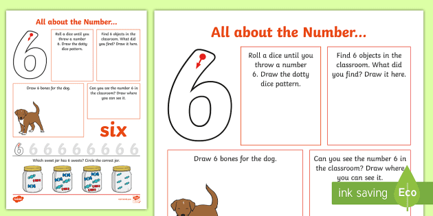 all about the number 6 worksheet teacher made