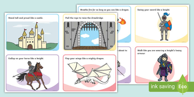 Knights, Castles and Dragons Brain Break Action Cards