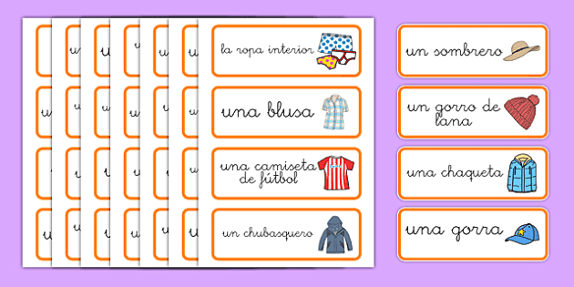 Tarjetas de la de ropa (teacher made)