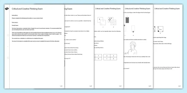 Critical Thinking Skills Exam | Practice Exams | Twinkl