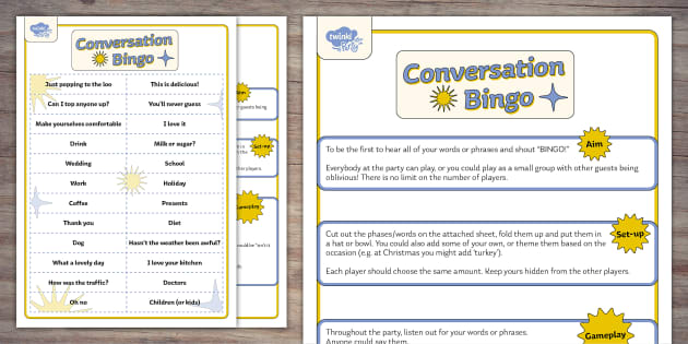 Conversation Bingo  Twinkl Party (Teacher-Made) - Twinkl