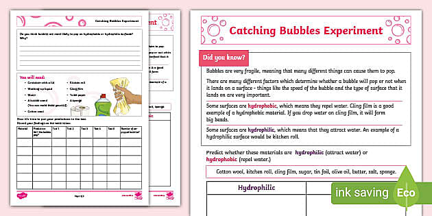 Catching Bubbles Activity Sheets (Hecho Por Educadores)