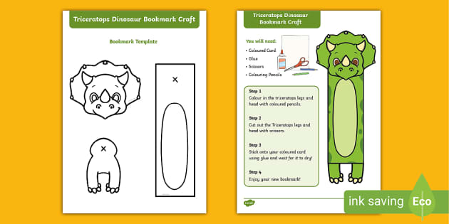 Triceratops dinosaur corner bookmarks. - This crafty family