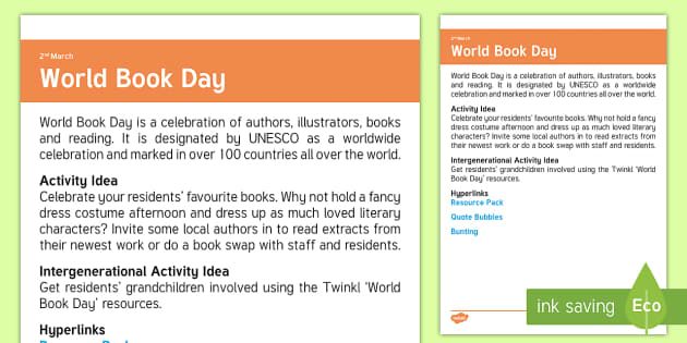 FREE! - World Book Day Adult Guidance (teacher made)