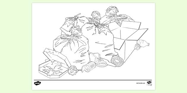 Pile Of Rubbish Waste Colouring Sheet Teacher Made