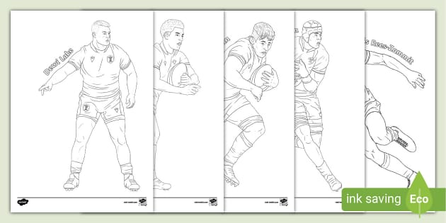 Taflenni Lliwio Twrnamaint Rygbirugby Tournament Colouring Sheets