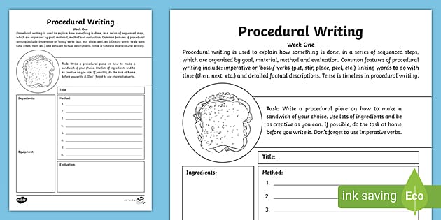 Procedural Writing Week One Homework - Worksheet - Twinkl