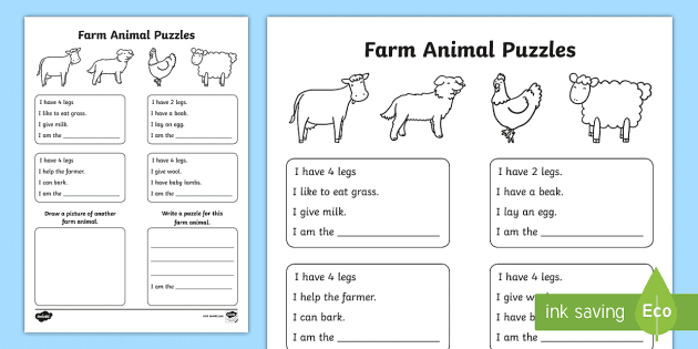 Farm Animal Puzzles Writing Worksheet / Worksheet - World Around Us KS2