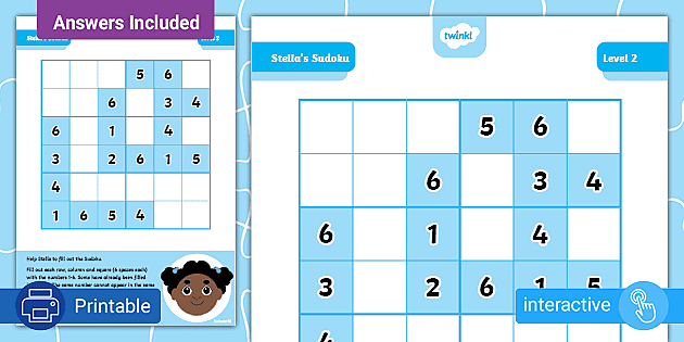 Novedad olvidadizo Chelín Stella's Sudoku - Volume 12 - Kids Puzzles – Twinkl - L2