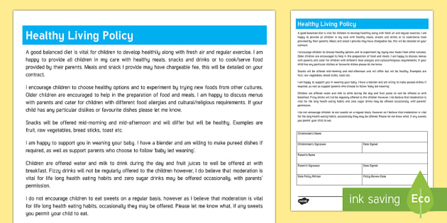 Healthy Eating Policy for Childminders (teacher made)