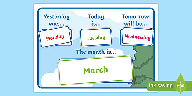 EYFS today tomorrow- yesterday Learn days of the week SEN 