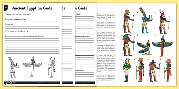 Ancient Egyptian Gods Differentiated Reading Comprehension ...