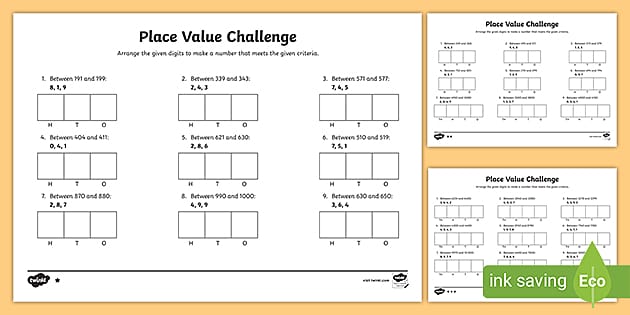 3 Digit Place Value Differentiated Worksheet (teacher made)