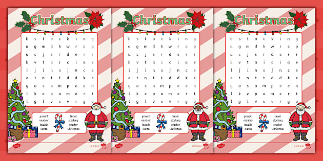 Christmas word search printable hotsell