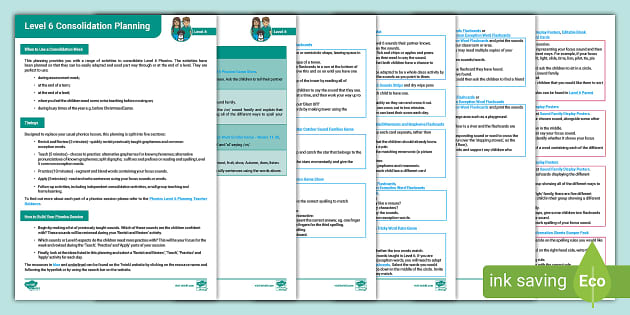 Level 6 Phonics Consolidation Planning - KS1 - Activity Ideas
