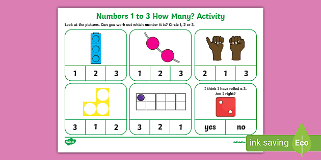 numbers 1 to 3 how many activity teacher made