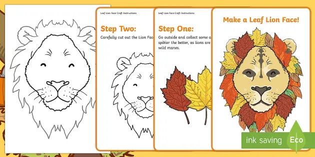 Children's Craft Ideas for Lions - Leaf Lion Instructions
