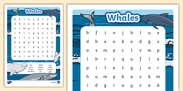 Whales Word Search - Twinkl - KS1 (teacher made) - Twinkl