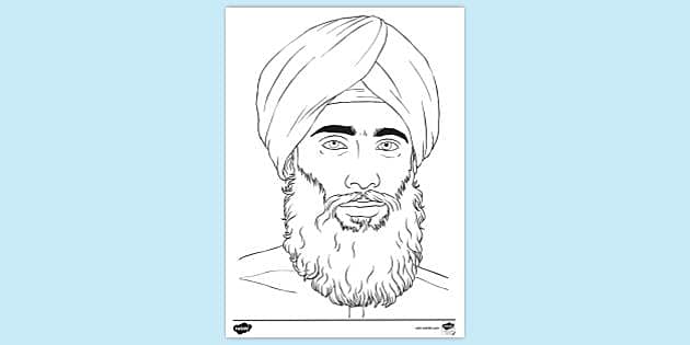 FREE! - Sikh Man Colouring Sheet | Colouring Sheets - Twinkl