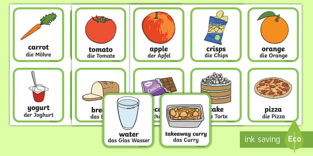 Healthy and Unhealthy Food Sorting Cards English/German