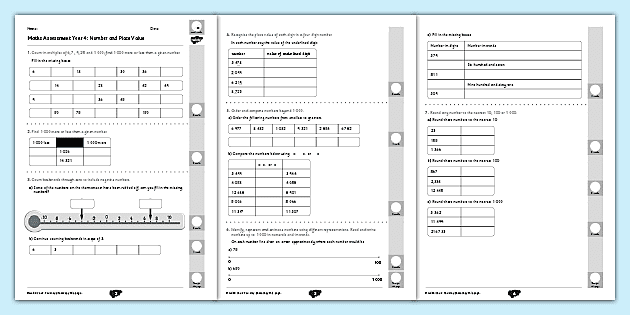 year 4 maths assessment number and place value term 1