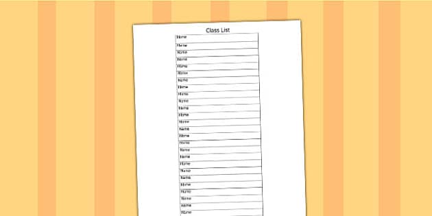 Class List Template from images.twinkl.co.uk