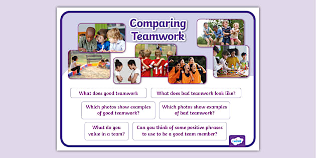 Comparing Teamwork Discussion Prompt Display Poster - Twinkl