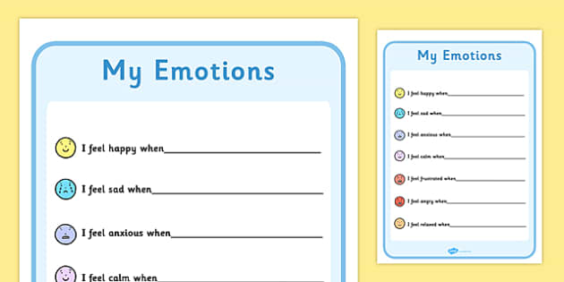 Describing Emotions Worksheet - Twinkl Primary Resources