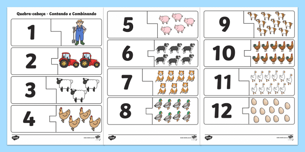 Nosso Espaço da Educação: Quebra-cabeças dos numerais de 1 a 10 (números e…   Atividades para pre escola, Atividades com alfabeto pré-escolar, Numeros  e quantidades