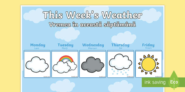 Weekly Weather Recording Chart English Romanian Weekly Weather Recording
