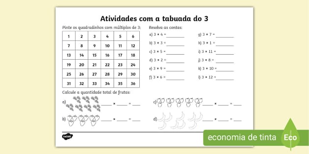 Caderno de Atividades da Tabuada do 5 – Multiplicação