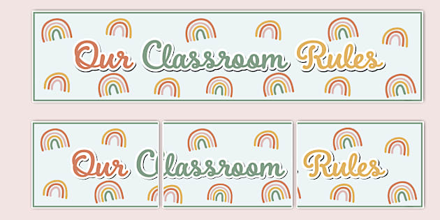 Muted Rainbow Themed Our Classroom Rules Display Banner