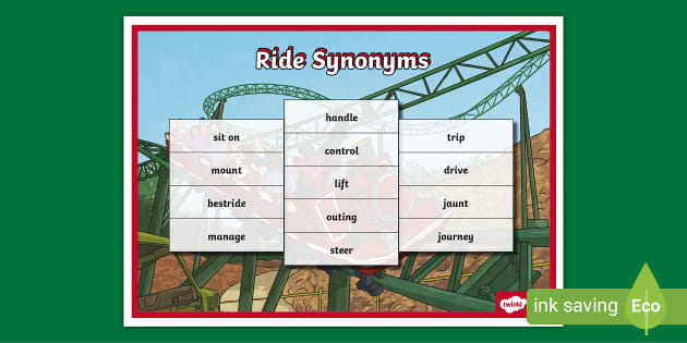 Ride Synonyms Word Mat teacher made Twinkl