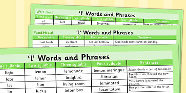 speech word list l