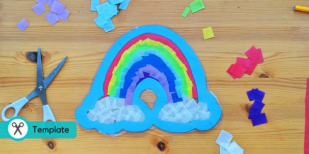 Handprint Cloud & Tissue Paper Rainbow