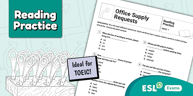 Reading Practice for TOEIC Bridge - Part 1 (Office Supply Requests)