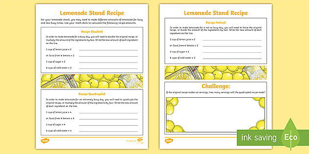 How To Make Lemonade Worksheet
