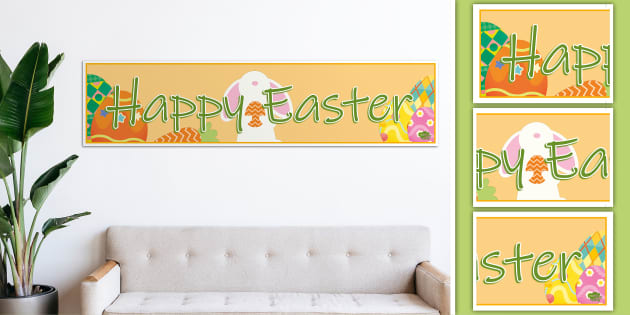 Happy Easter Printable Banner Digital Easter Sign, Cute Easter Patterns  Party Decor, DIY Easter Decoration, Easter Bulletin Board Letters 