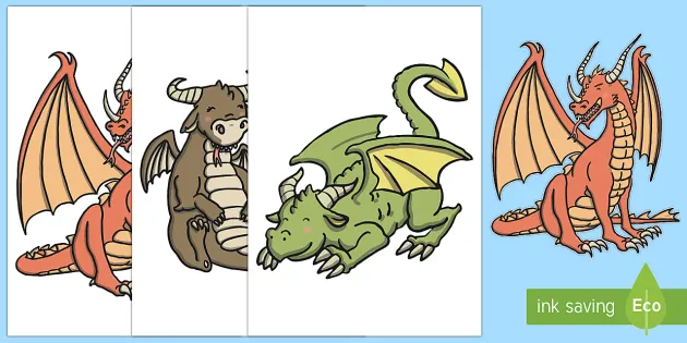 A3 Large Dragons Display Cut Outs Dragon Stick Puppets