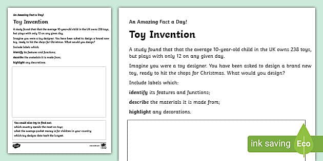 Toy Invention Worksheet Worksheet teacher Made Twinkl