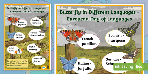 FREE Butterfly In Different Languages European Day Of Languages
