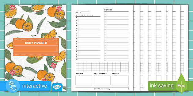 Orange Pattern Daily Planner Booklet