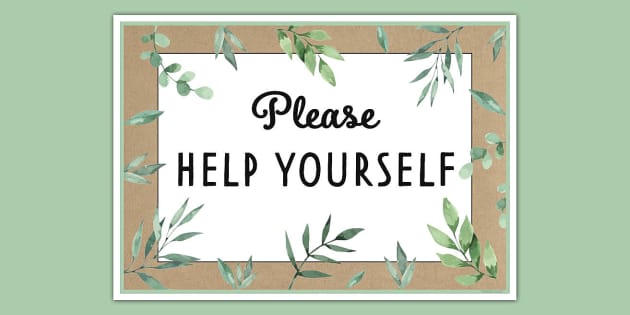 Botanical-Themed Please Help Yourself Display Poster