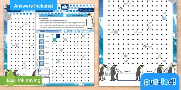 Cute Penguin Game - Dots and Boxes Game - Twinkl