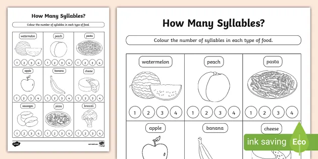 Syllable Food Puzzles (Teacher-Made) - Twinkl