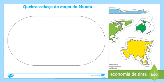 Quebra-cabeça do mapa do Mundo (professor feito) - Twinkl