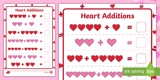 heart-addition-worksheets
