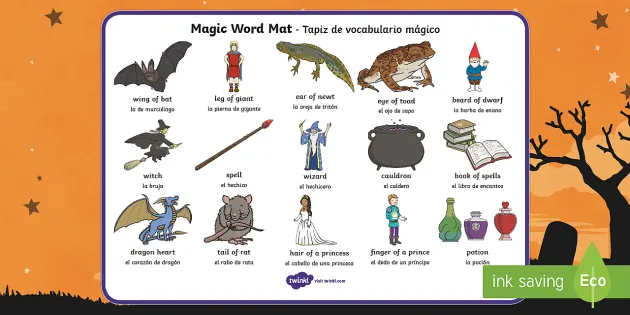 Magic Word Mat English Spanish teacher made Twinkl